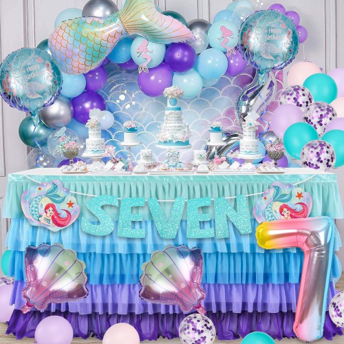 Sharlity Mermaid 7th Birthday Party Decorations